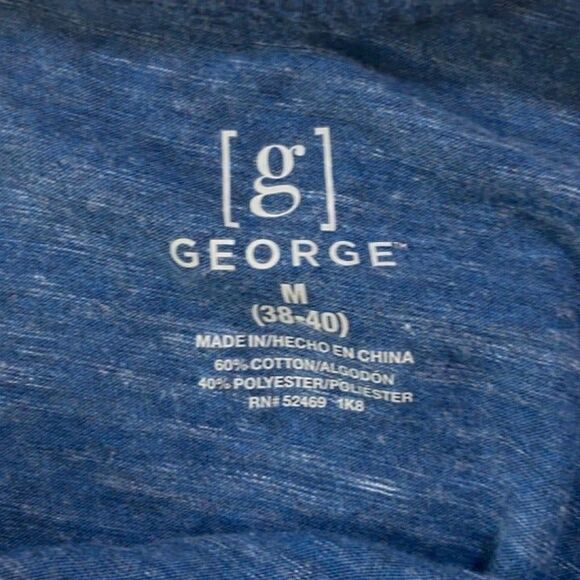 George Men's Shirt Blue and Grey Long Sleeve Crewneck Pocket Size Medium - Picture 5 of 5